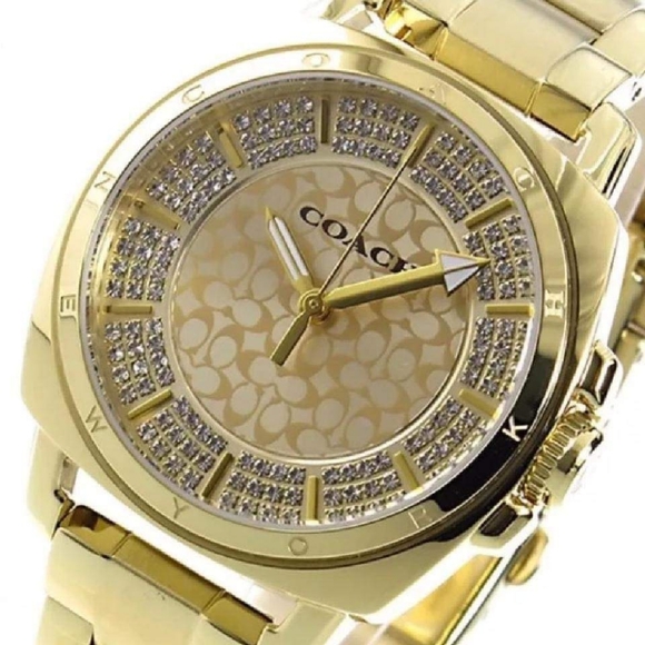 ***NEW*** Coach Ladies Coach Boyfriend Small Gold Plated Watch - Picture 2 of 11